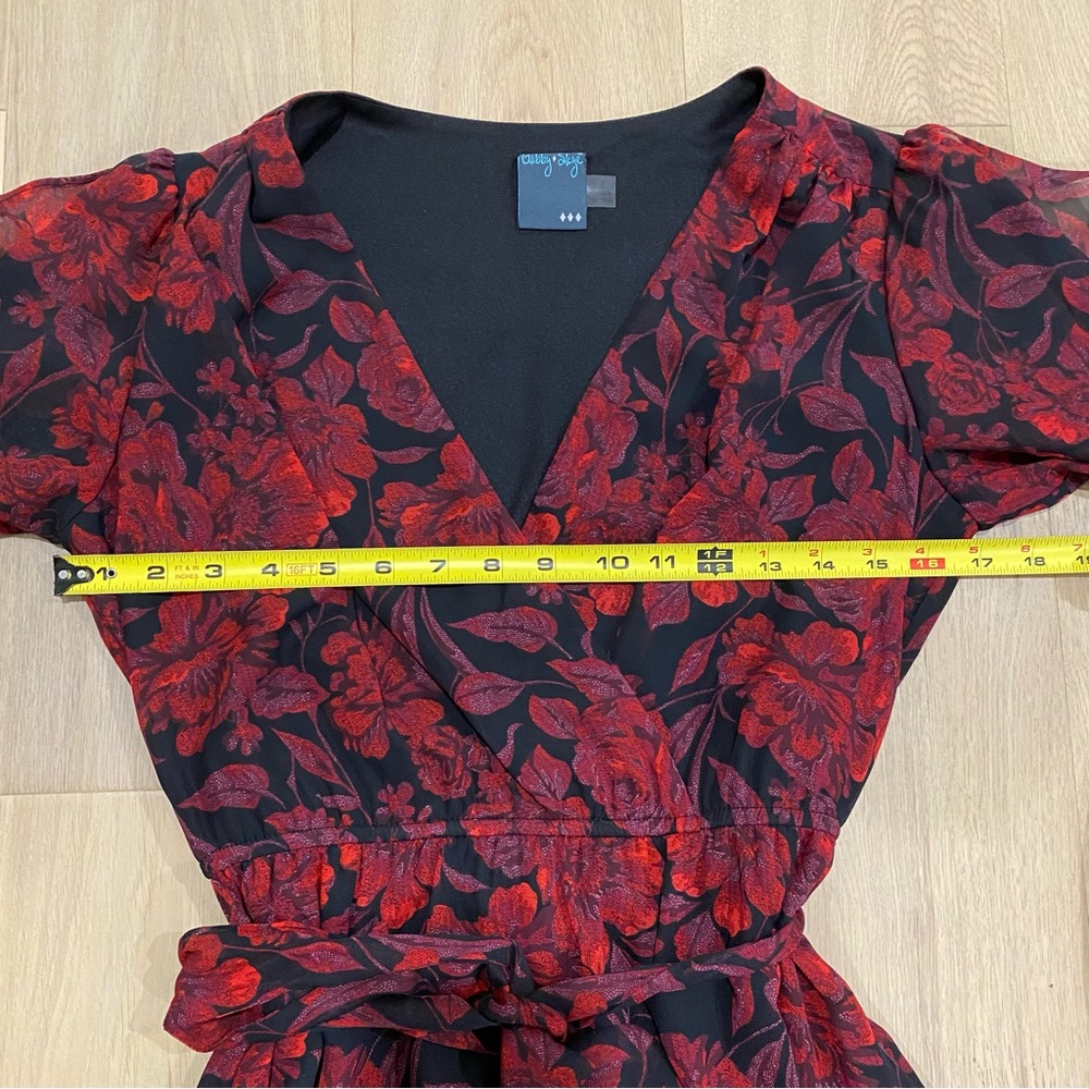 Gabby Skye | NWT Red and Black Floral Chiffon Dress ❤️🖤 - Picture 7 of 10